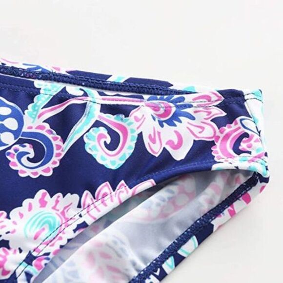 MOON Tree Girls Two Piece Bathing Suit Ruffle Tankini Swimsuits Hawaiian Floral - Picture 5 of 10